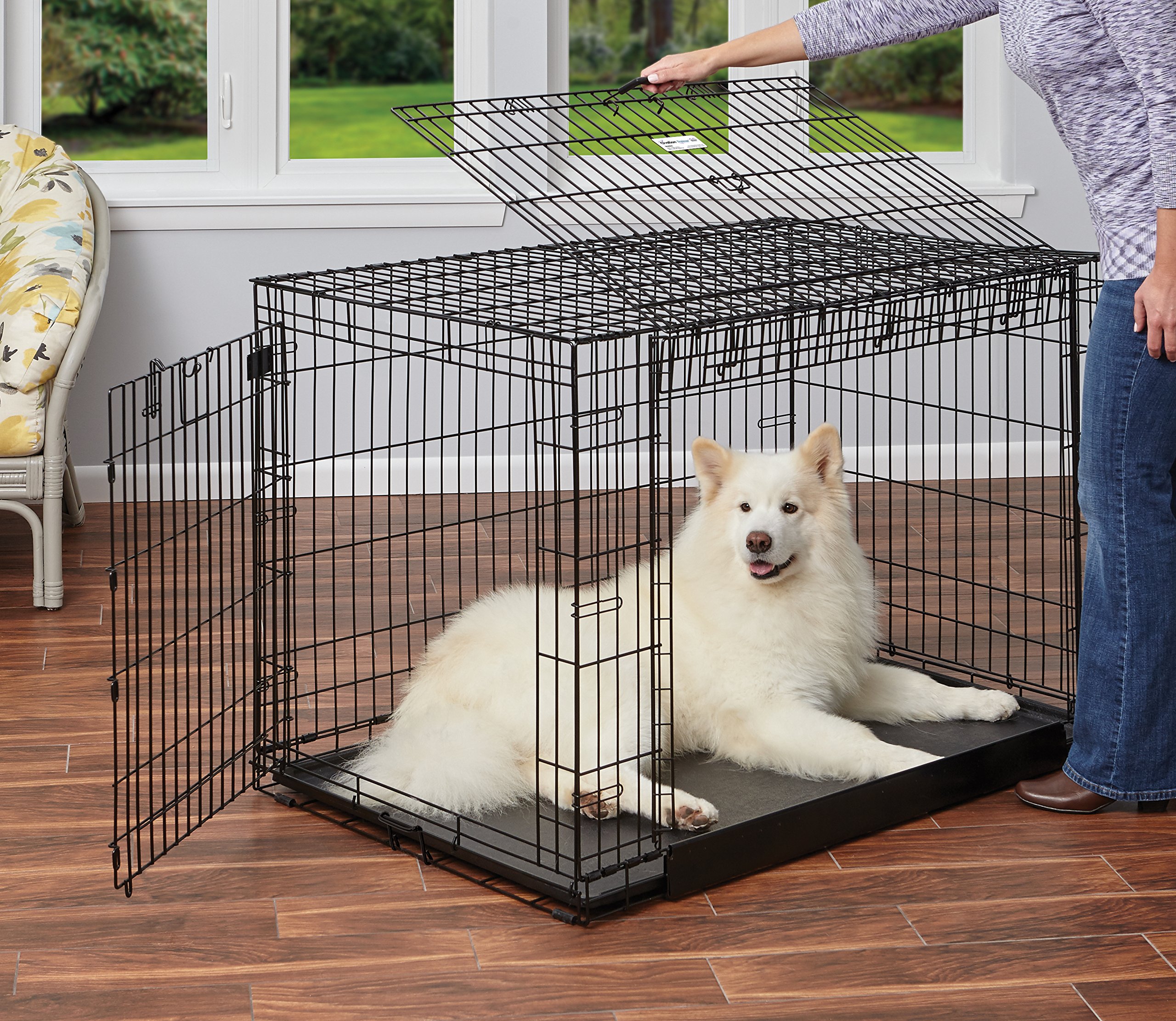 MidWest Homes for Pets Ovation Double Door Dog Crate - 48 Inch Heavy Duty Wire Kennel for Large Dogs - Perfect for Training, Travel & Home Security