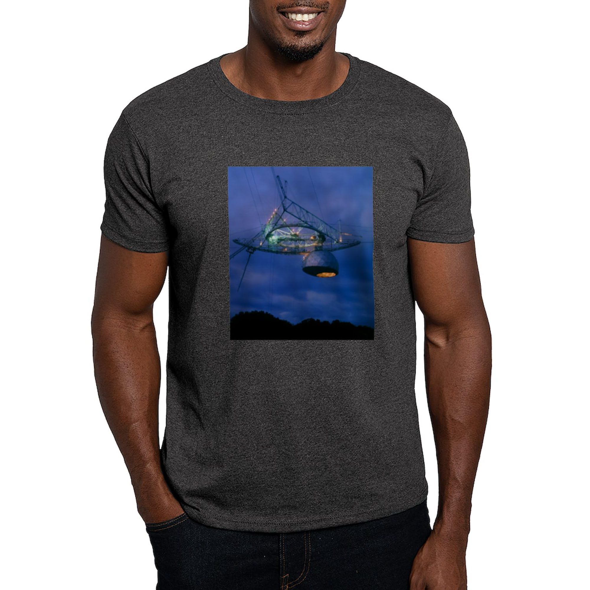 Upgraded Arecibo Radio Telescope Graphic T-Shirt for Men - 100% Cotton Classic Dark Tee - Perfect for Science Enthusiasts & Astronomy Lovers