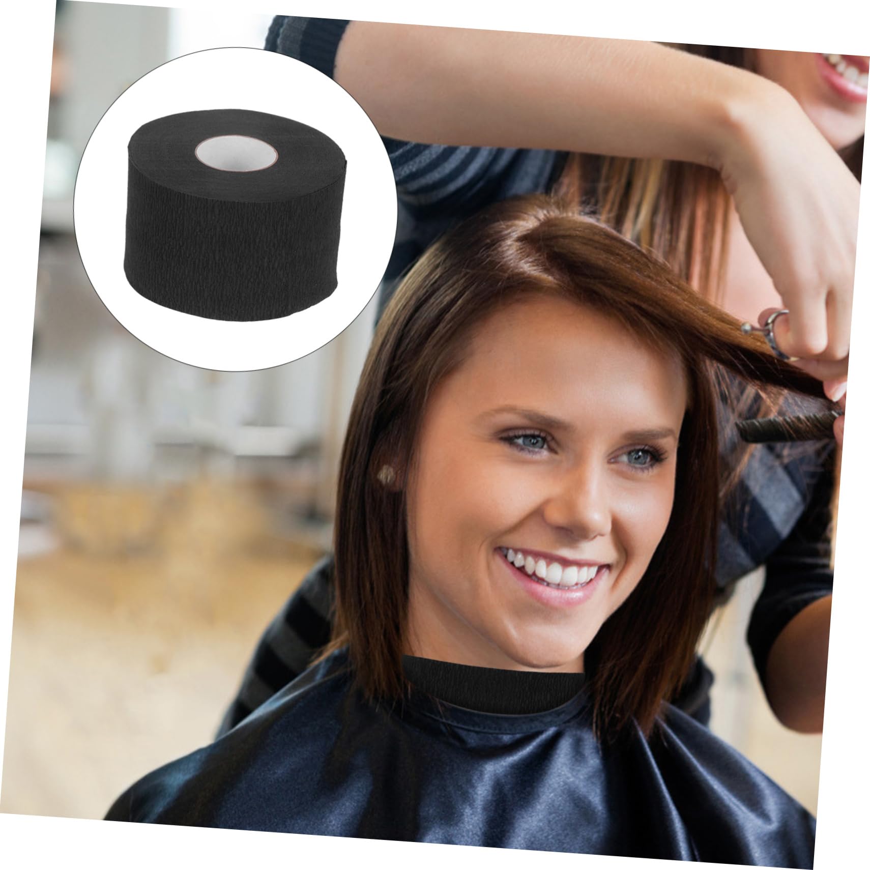 Baluue 5 Rolls Disposable Barber Neck Strips - Black Neck Wrap Paper for Haircut, Salon & Styling - Protects Skin from Hair Clippings & Irritation | Perfect for Barbershops, Salons & Home Haircuts