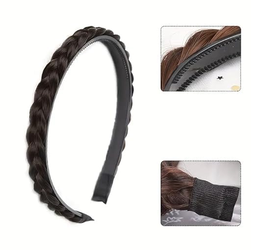 PACTIV 2-Pack Synthetic Hair Braided Headbands for Women - Classic Chunky Wide Plaited Braids Hair Accessories (Black & Brown) | Perfect for Everyday Wear, Parties, and Special Occasions