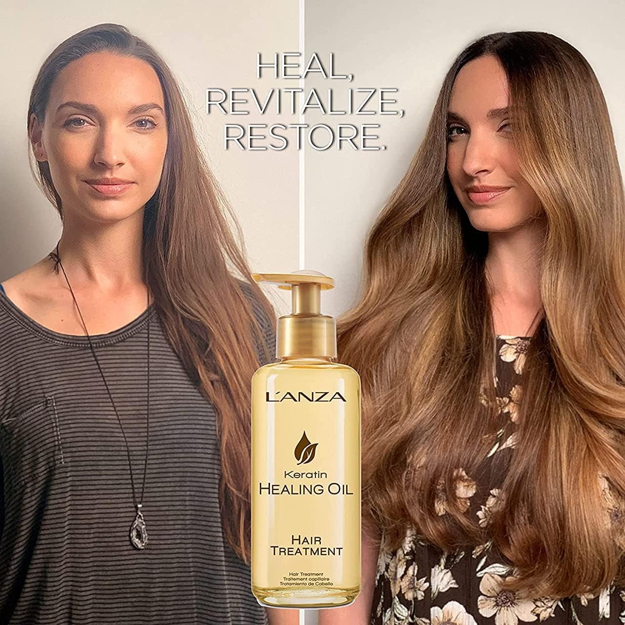 L'ANZA Keratin Healing Hair Oil Treatment - Sulfate Free, Cruelty Free Hair Care with Phyto IV Complex for Damaged Hair - Revives, Nourishes & Repairs Dry, Frizzy Hair - Perfect for Salon-Quality Treatment at Home, Daily Hair Protection & Styling