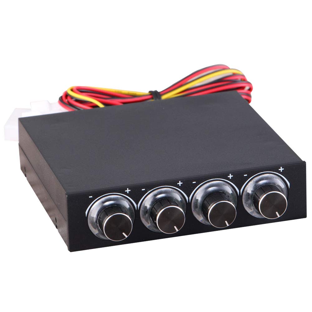 4-Channel PC Fan Controller with Blue LED - Speed & Temp Control for Cooling