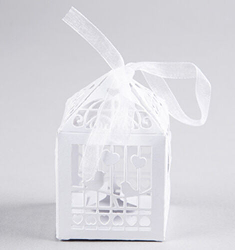 100-Piece White Dove Heart-Shaped Wedding Favor Boxes - Elegant Bomboniere Candy Gift Boxes for Bridal Showers, Anniversary Parties & Special Events