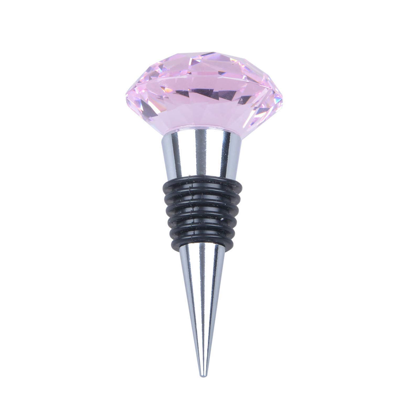 1 Pc Crystal Diamond Top Metal Leakproof Wine Stopper - Reusable Bottle Cork Plug for Wine, Champagne & Beverage Bottles - Elegant Pink Wine Accessory for Parties, Gifts & Home Bar Decor