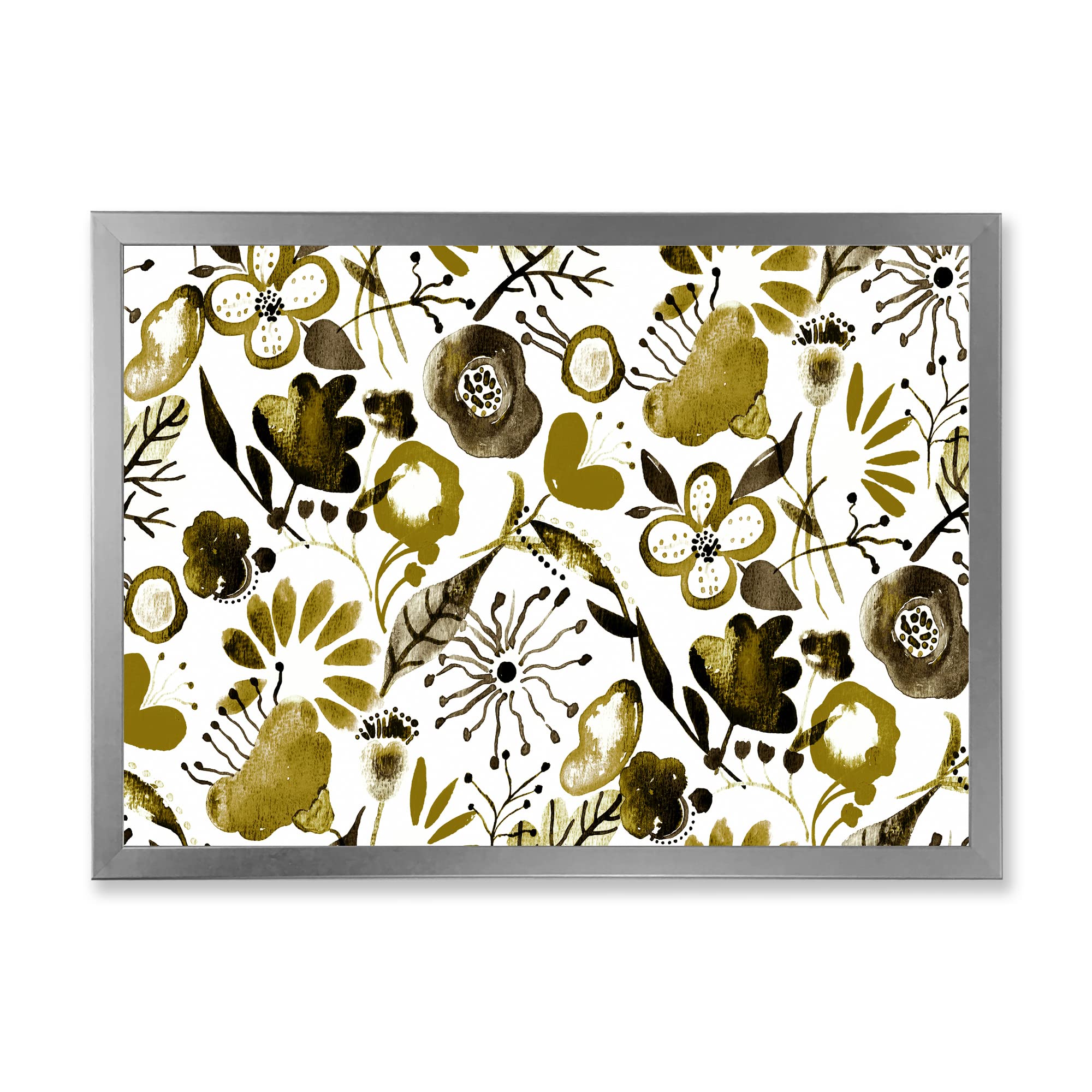 DesignQ Vibrant Wildflowers II Modern Framed Wall Art - Floral Home Decor for Living Room, Bedroom & Office