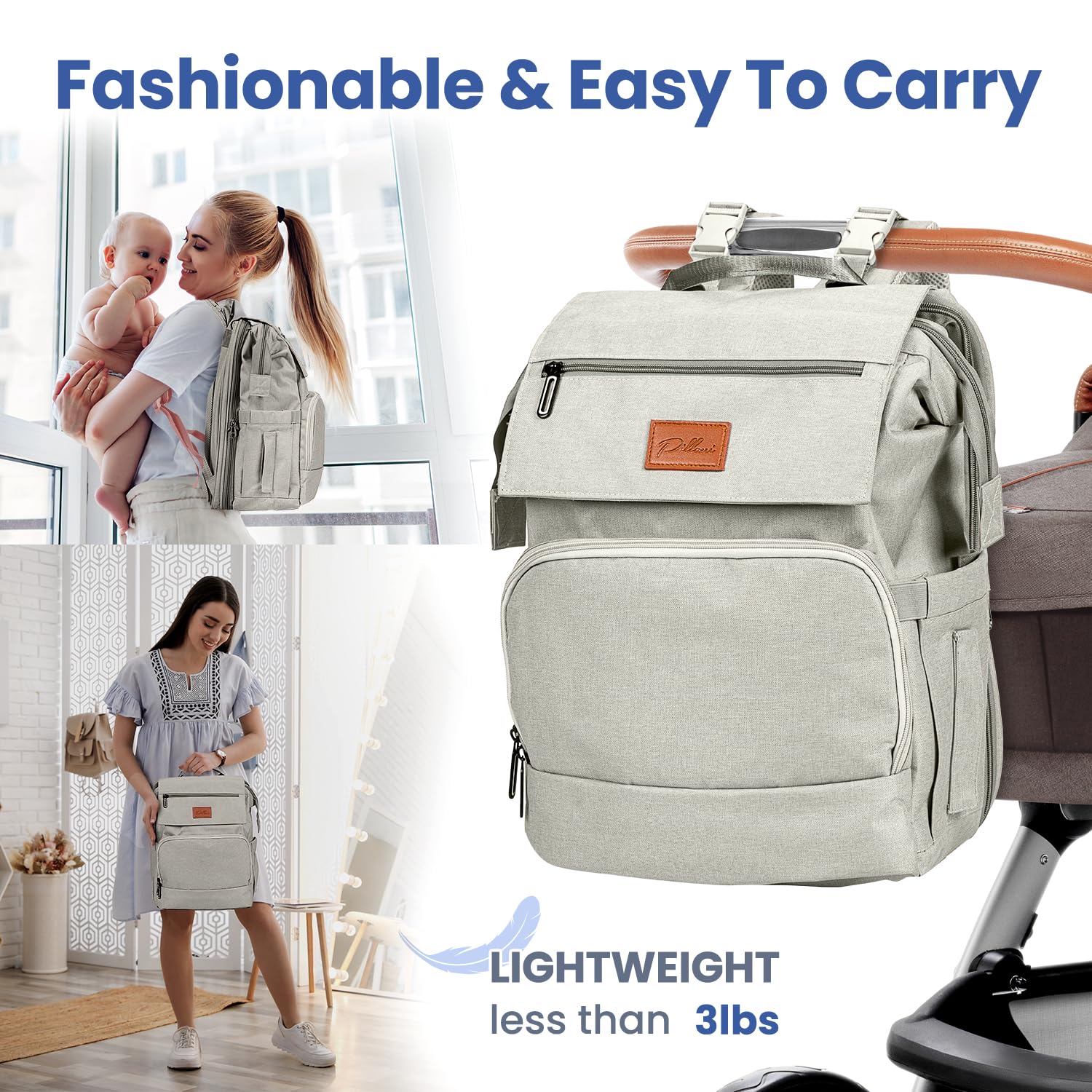 **PILLANI Baby Diaper Backpack - Large Travel Diaper Bag for Boys & Girls with Changing Pad - Perfect Baby Shower Gift & Registry Essential - Ideal for Newborns, Daycare & Family Outings**