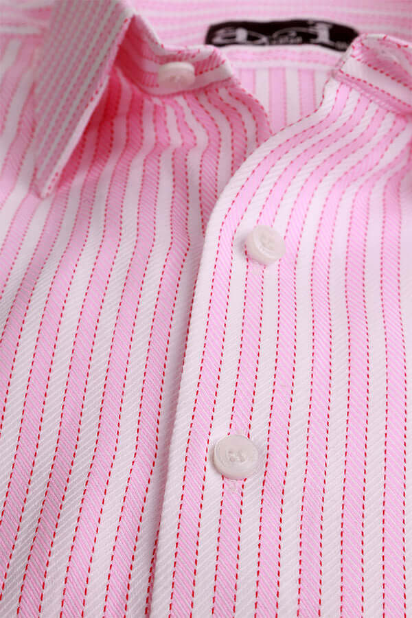 Elegant Pink Striped Formal Shirt for Women - Office Wear & Business Attire - Perfect for Work, Meetings, and Professional Events