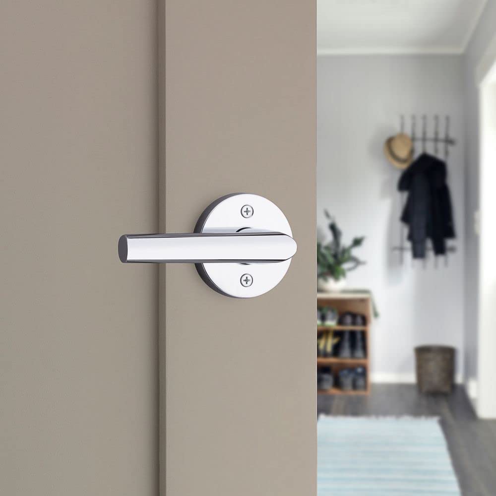 Kwikset Milan Interior Door Handle - Reversible Non-Locking Lever for Closet & Hallway Doors - Polished Chrome Finish - Perfect for Bedrooms, Bathrooms & Interior Doors