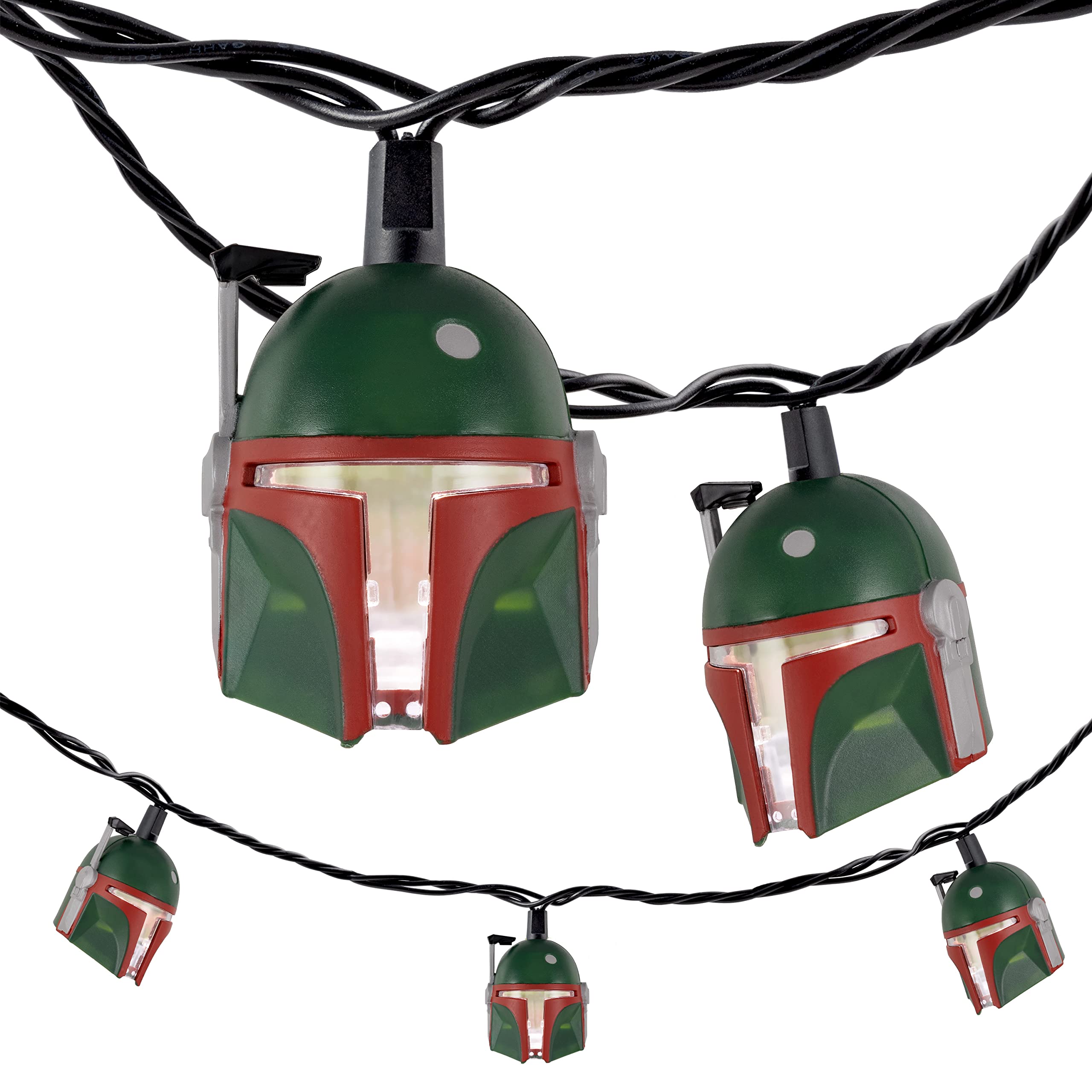 Star Wars Boba Fett LED String Lights - 10ft with 10 Linkable Cool White Bulbs | Disney Licensed Decor for Bedroom, Party & Outdoor Use