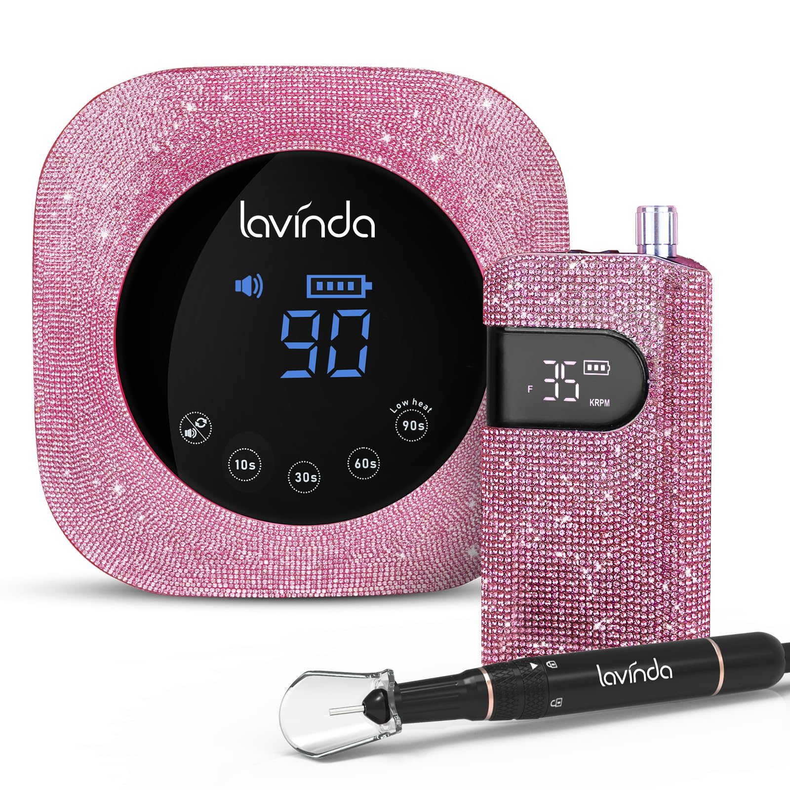 Lavinda 54W UV LED Nail Lamp & 35000RPM Cordless Nail Drill Kit - Professional Gel Polish Dryer & Electric Nail File for Acrylic, Gel, Dip Powder - Portable Manicure Set for Home & Salon Use