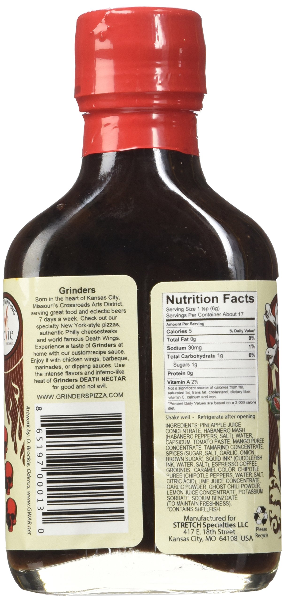 Grinders Death Nectar Ghost Pepper Hot Sauce 3.5 oz - Extreme Heat Hot Sauce for Tacos, Wings & Chili - Made with Ghost Peppers for Intense Flavor