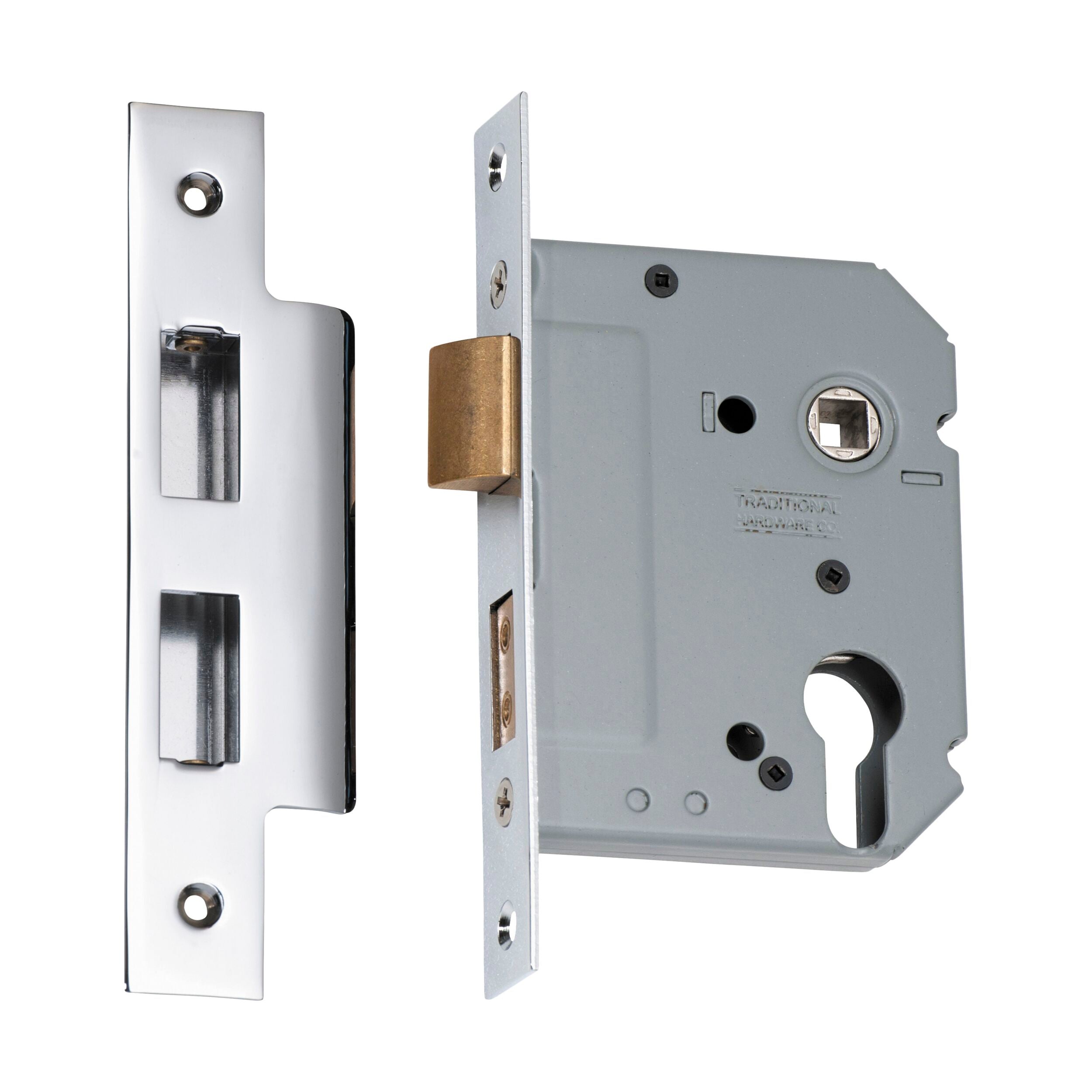 High Security 2169 Mortice Lock - Euro Profile, Chrome Plated, 47.5mm Backset, 57mm Case | Ideal for Residential & Commercial Doors, Office Security, and Home Improvement Projects