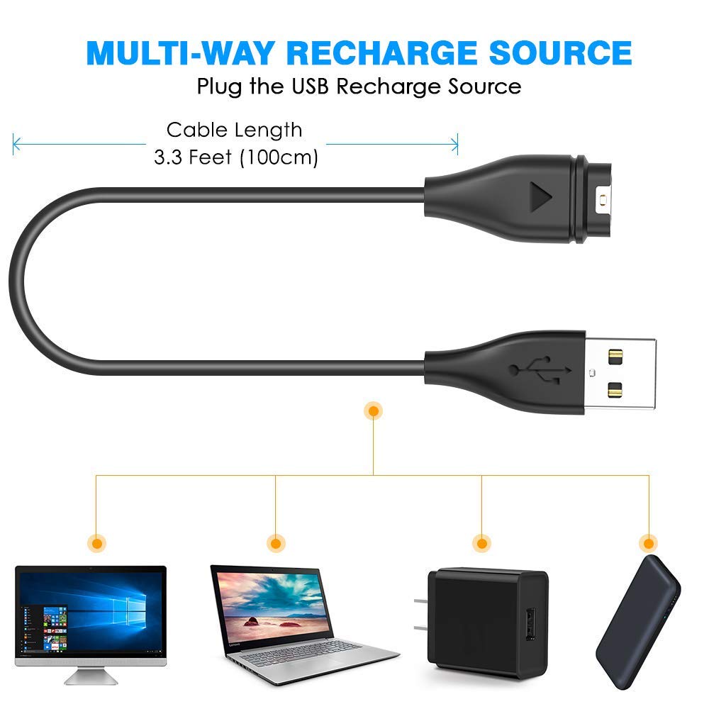 Garmin Forerunner 265/265s/265Music/225/225S/955/955 Solar Replacement Charger - USB Charging Cable Dock for Running, Cycling & Fitness Tracking