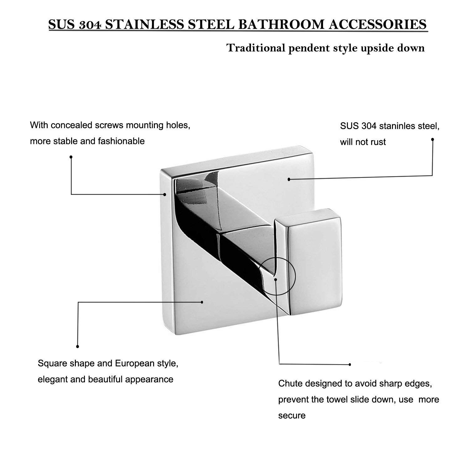 ThinkTop Stainless Steel Chrome Toilet Paper Holder with Towel Hook - Bathroom Organization Set for Modern Homes | Perfect for Bathroom, Guest Room & Powder Room Decor