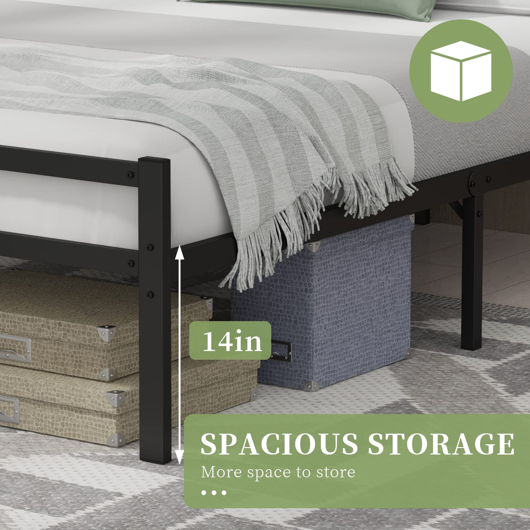 Musen Twin Bed Frame - Sturdy Metal Platform Bed with Storage, Noise-Free & Anti-Slip Design, Easy Assembly, No Box Spring Needed - Perfect for Small Spaces, Guest Rooms & Dormitories