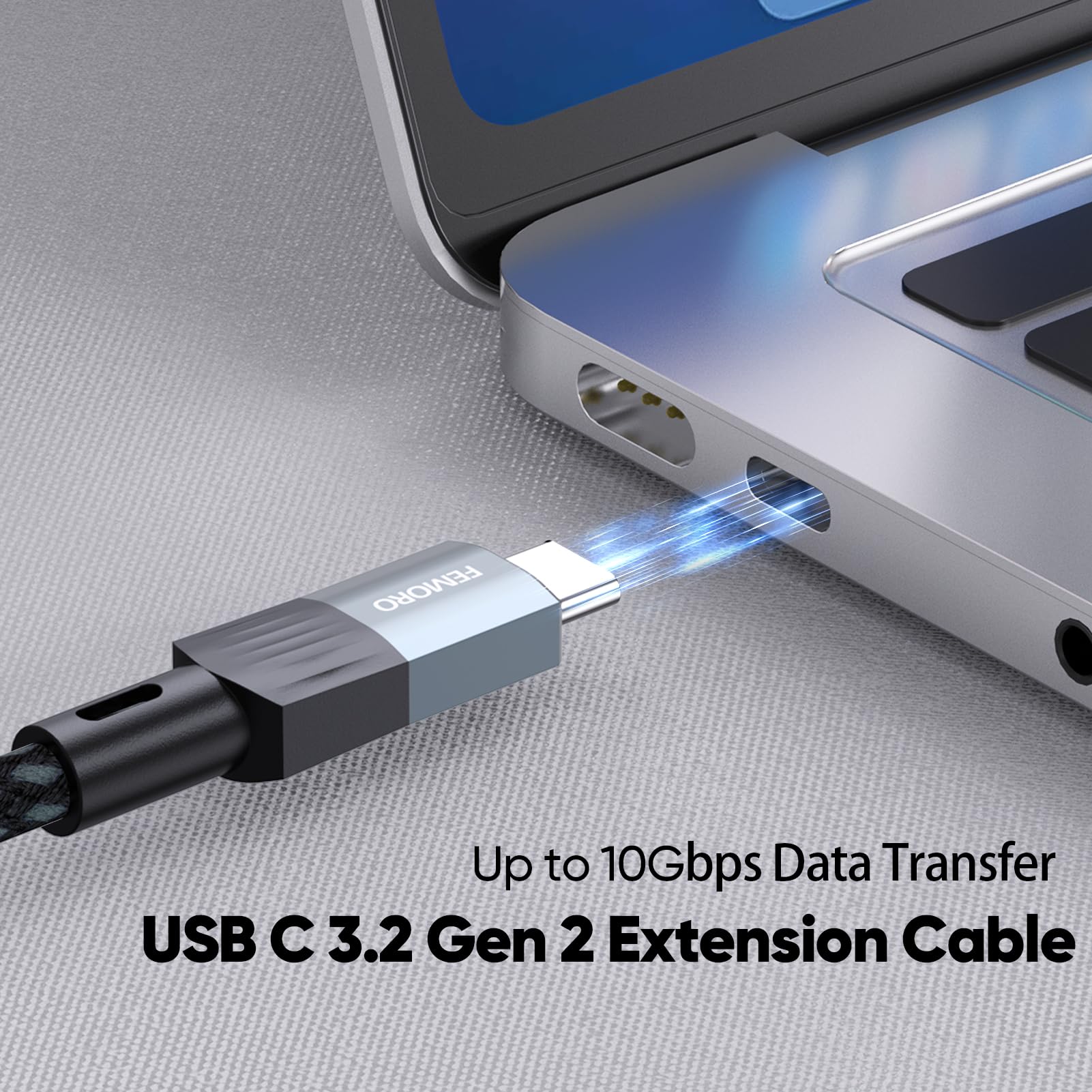 10Ft USB C Extension Cable - 100W Fast Charging, 10Gbps Data Transfer, 4K@60Hz Video - USB-C 3.2 Male to Female Extender for iPhone 16, Galaxy S25/S24, MacBook, Laptop, SSD - Perfect for Home Office, Gaming & Travel Charging