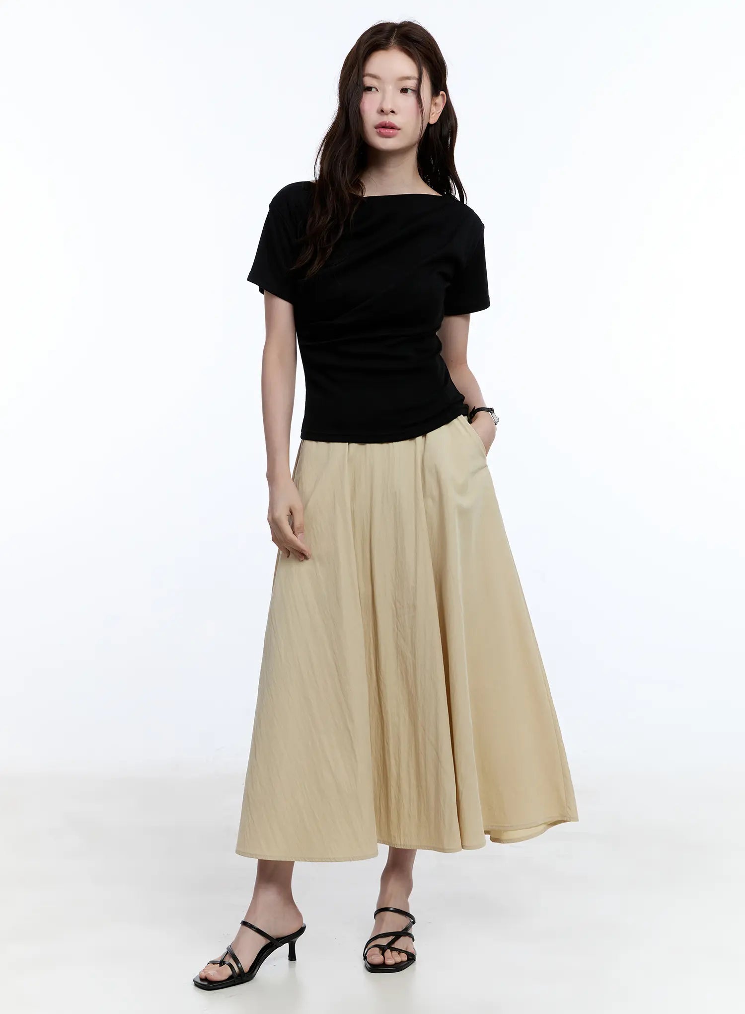 Flared Flowy Midi Skirt for Women - Elegant A-Line Summer Skirt with Side Slits | Perfect for Beach, Vacation & Boho Style Outfits