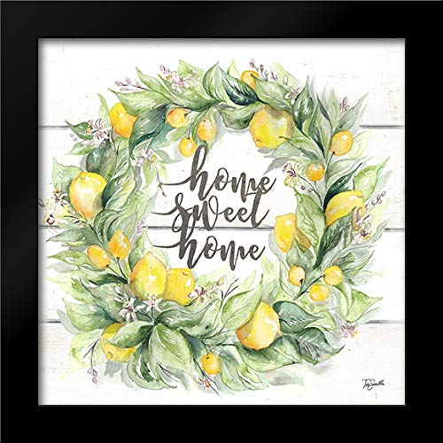 Watercolor Lemon Wreath Framed Art Print - 'Home Sweet Home' Wall Decor 20x20 Inch by Tre Sorelle Studios - Perfect for Kitchen, Dining Room, or Farmhouse Style Home Decor