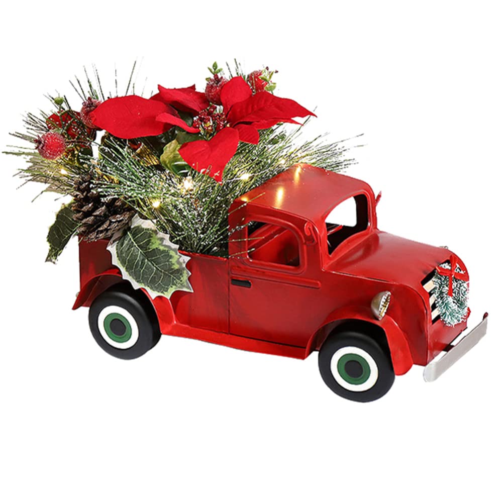 Vintage Red Classic Truck Iron Car Model - Handcrafted Metal Toy for Kids, Collectors, Home & Office Decor - Perfect Gift for Car Enthusiasts & Toddlers (Birthday, Christmas, Father's Day)