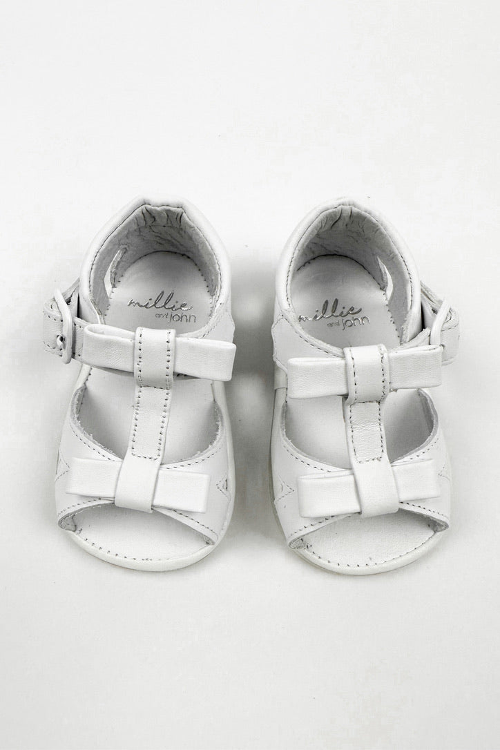 Gabriela Women's White Leather Sandals - Comfortable Summer Casual Shoes Size UK 0-4 | Perfect for Beach, Vacation & Everyday Wear