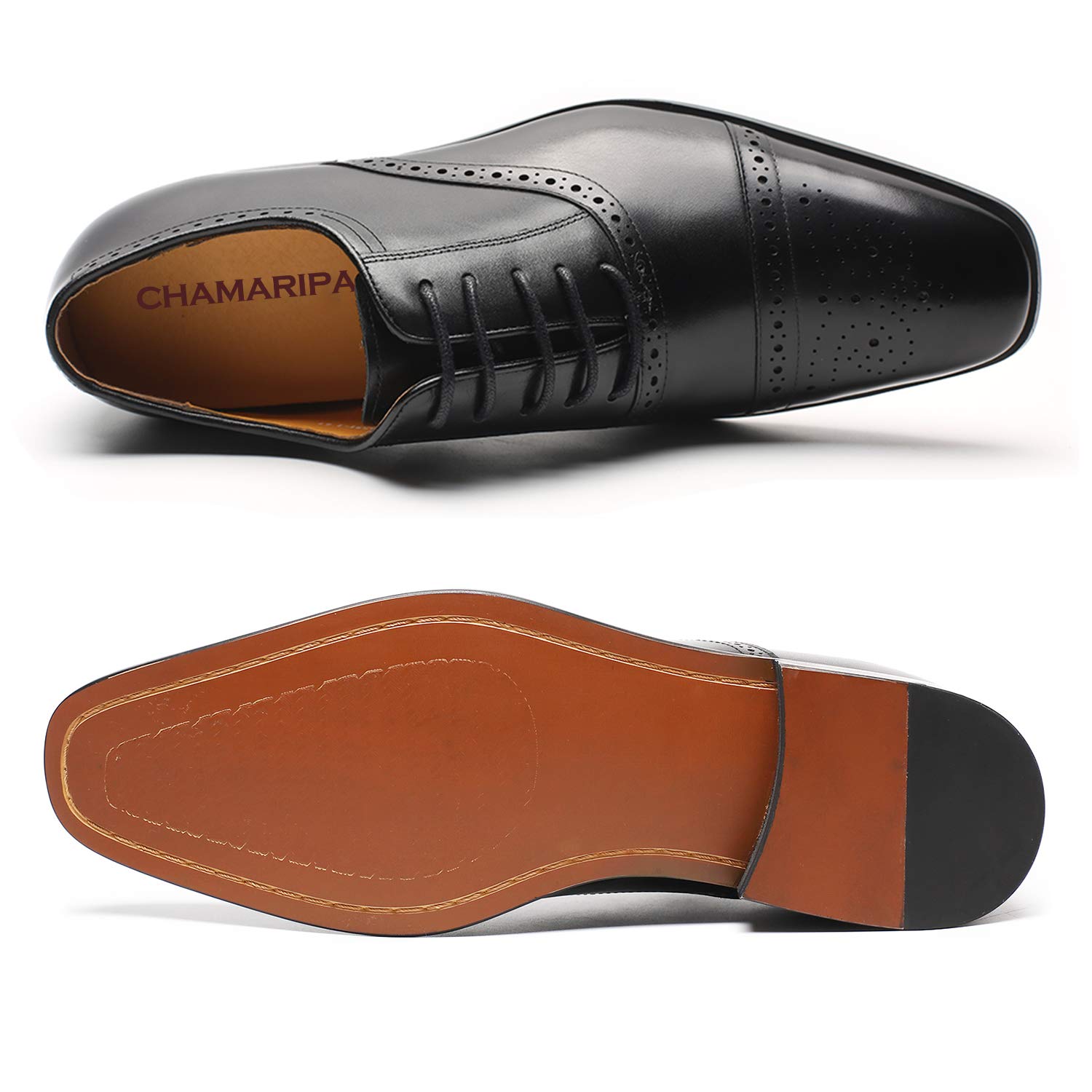 CHAMARIPA Men's Elevator Shoes with Built-in Height Insoles - Breathable Leather Dress Shoes for Men | Anti-Slip & Arch Support | Custom Fit for Comfort | Perfect for Work, Dating & Formal Occasions