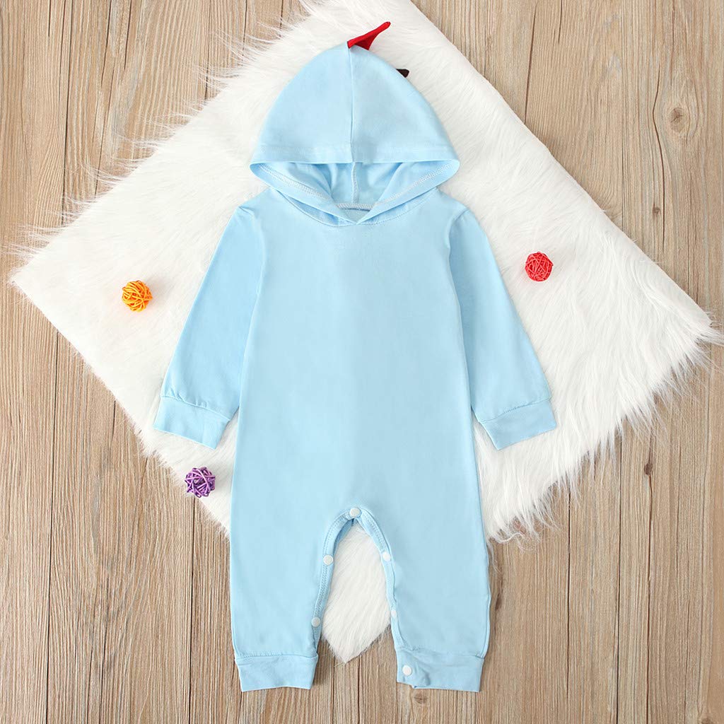 Adorable Cartoon Dinosaur 100% Cotton Hooded Romper Jumpsuit for Newborn Baby Boys & Girls - Soft Infant Bodysuit Outfit for Playtime, Photo Shoots & Daily Wear