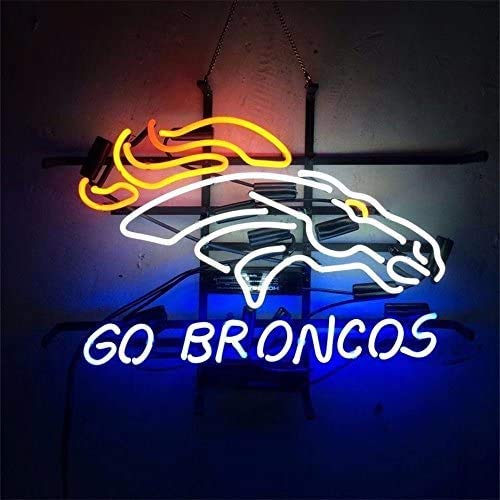 Denver Broncos Neon Sign - 20x16 Inches Beer Bar Light for Man Cave, Pub & Business Decor - Customizable Sizes & Colors - Perfect for Game Nights & Sports Themed Parties