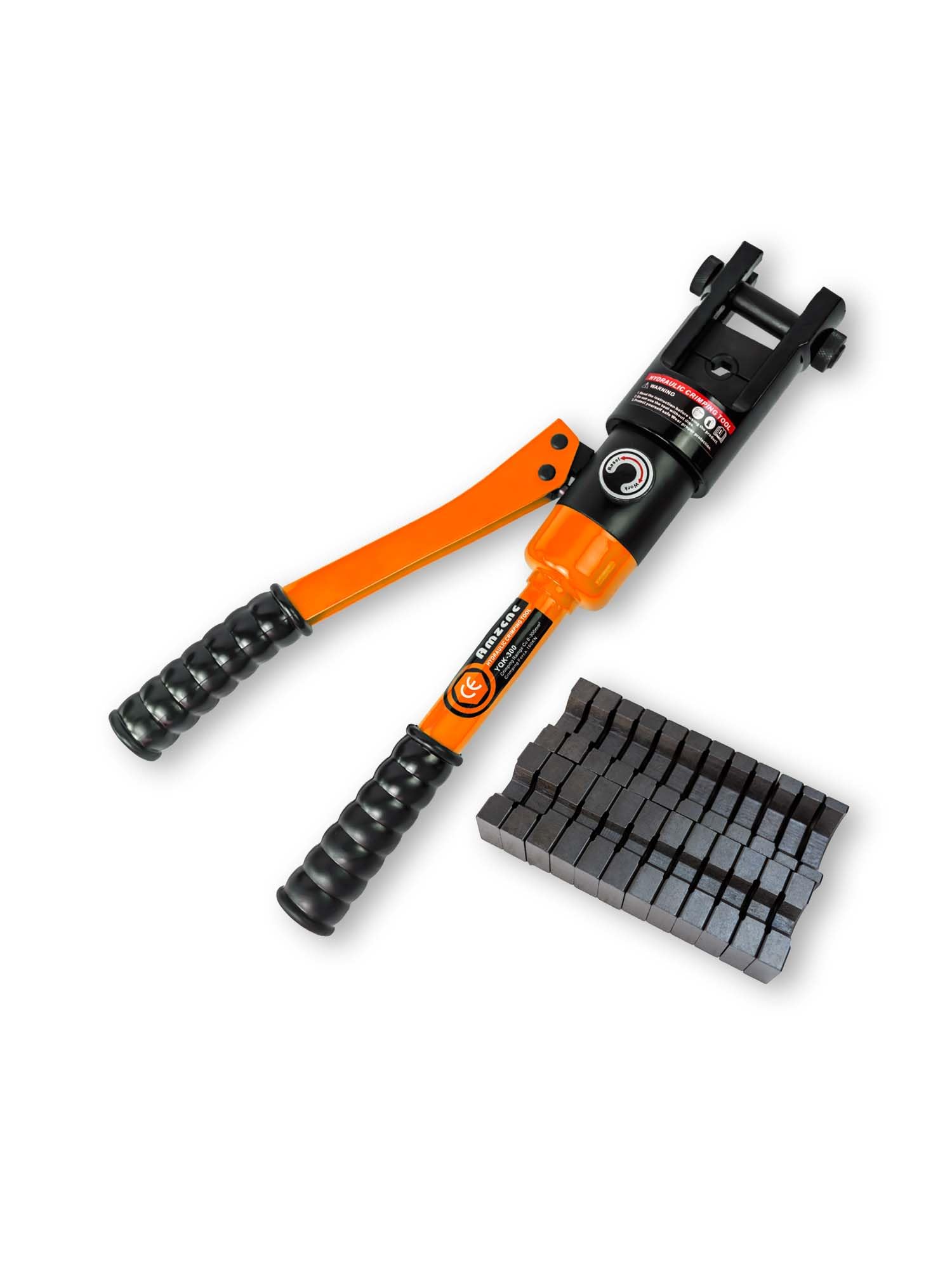 16 Ton Hydraulic Wire Crimper Tool with 13 Pairs Standard US Dies - Crimps 6 AWG to 600 MCM Battery Cables & Lugs | Professional Electrical, Automotive & Marine Wiring Applications