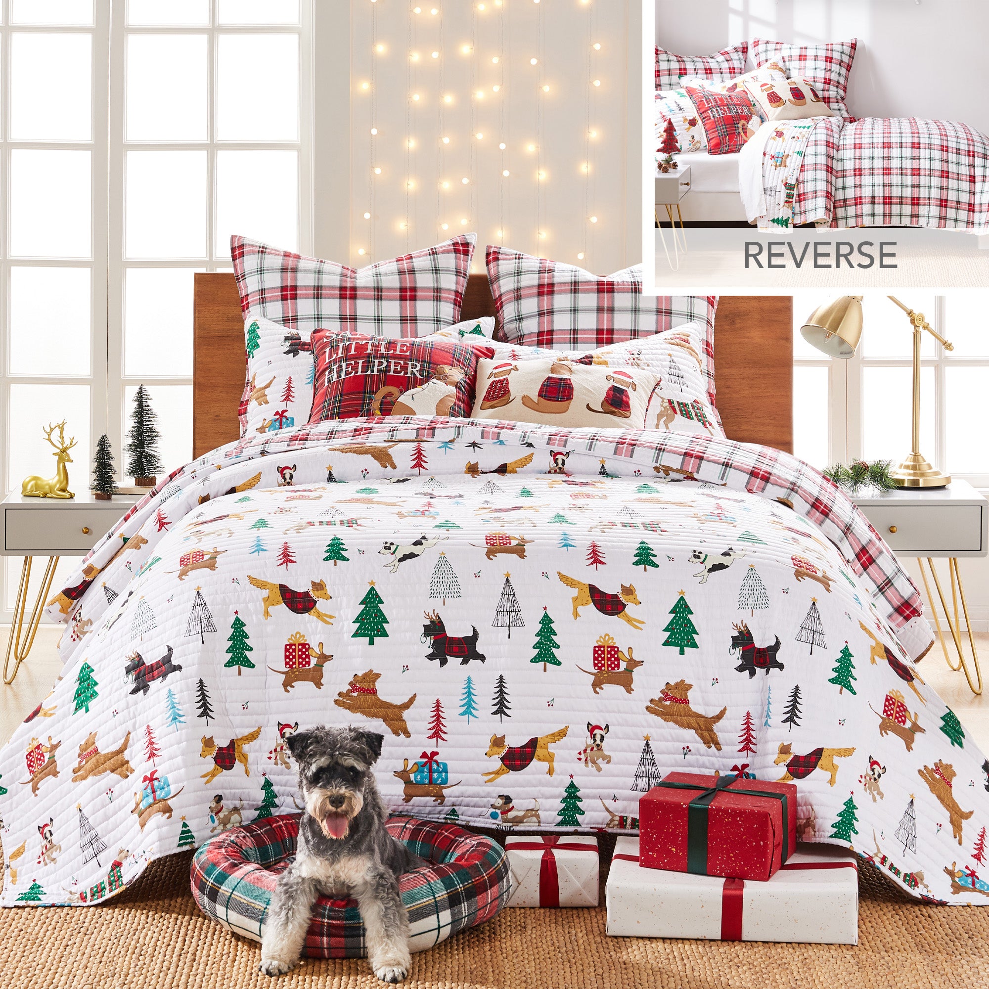 Jingle Paws Christmas Pet Blanket Set - Cozy Holiday Dog & Cat Bedding for Winter - Perfect for Pet Beds, Couches & Holiday Decor