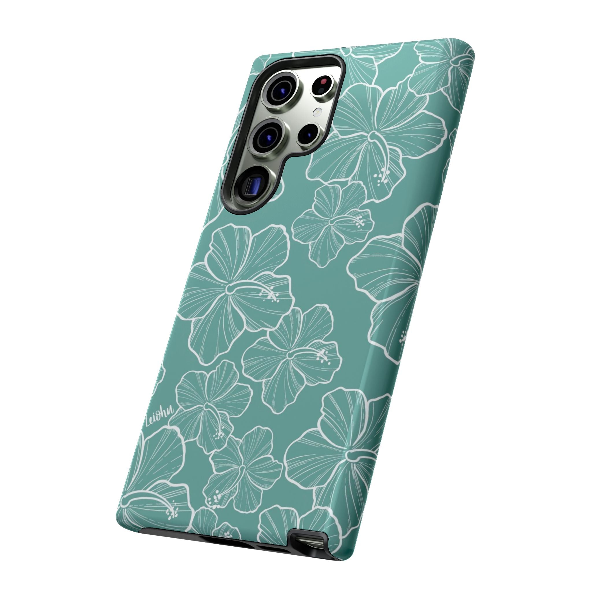 Premium Hibiscus Teal Samsung Galaxy Phone Case - Durable & Stylish Protection for Everyday Use, Work & Travel