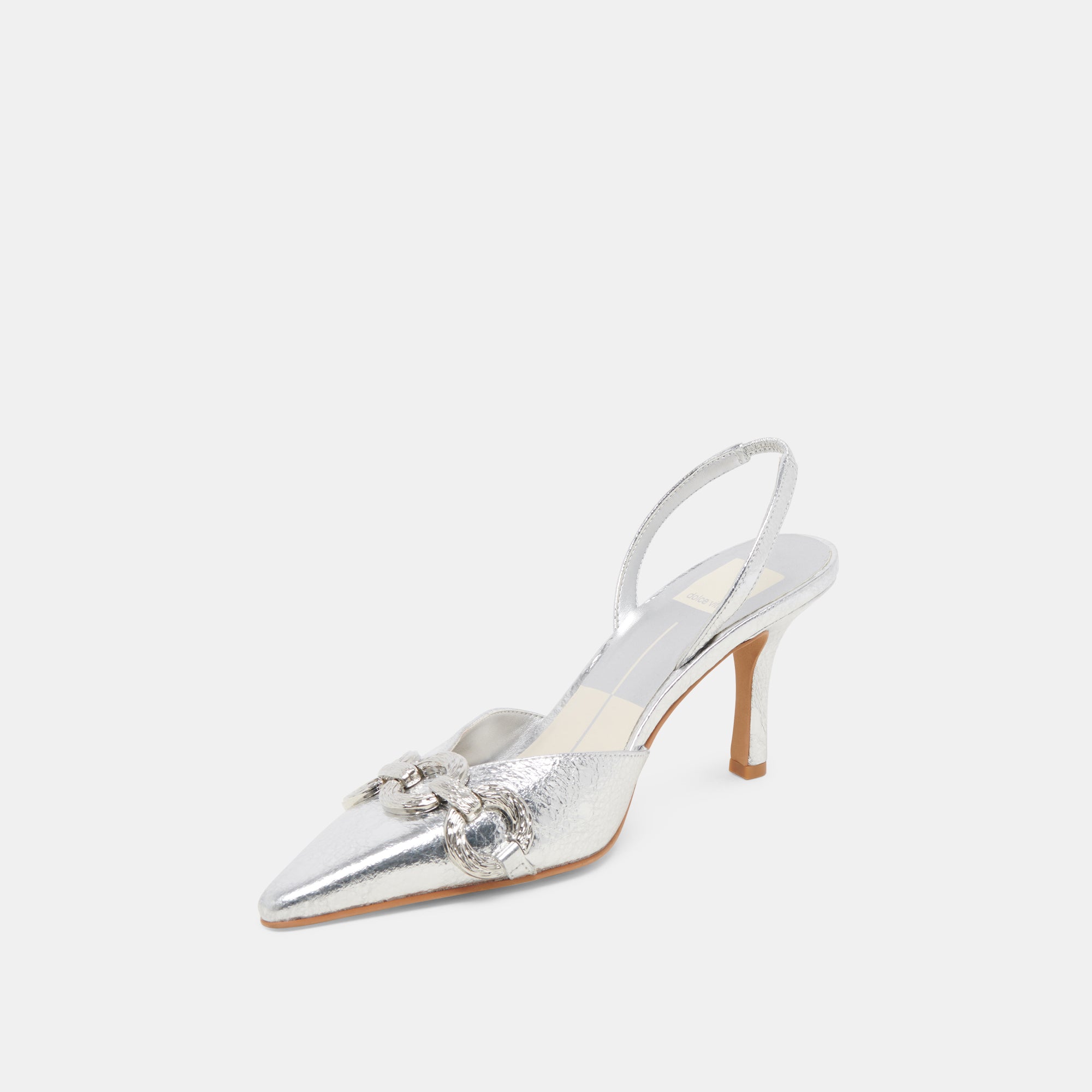 HAYLEE Women's Silver Distressed Leather Heels - Stylish High Heel Pumps for Party, Wedding & Evening Events