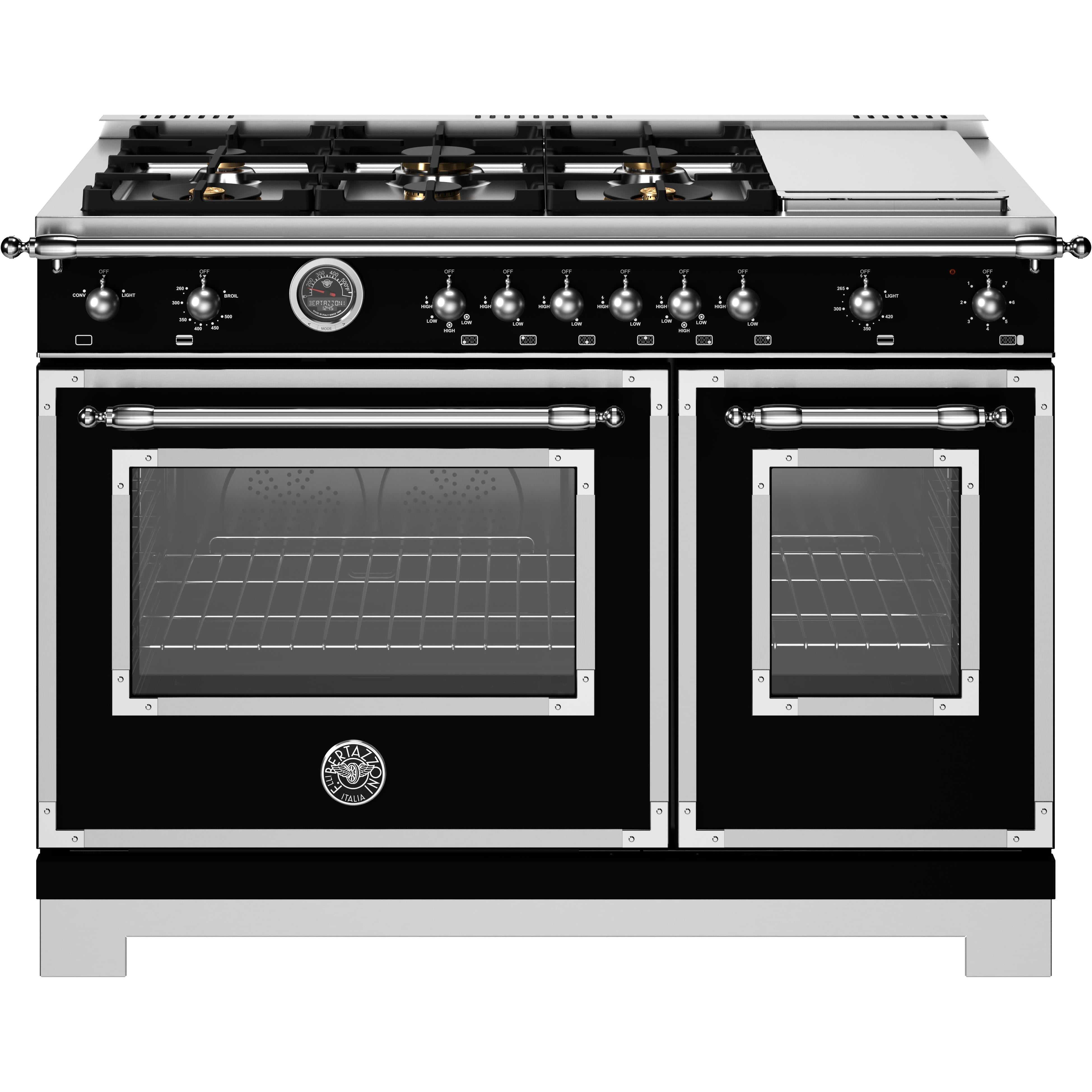 Bertazzoni 48 Inch Freestanding Gas Range HER486BTFGMNET - Professional Italian Kitchen Appliance for Home Chefs & Cooking Enthusiasts - Perfect for Gourmet Meals, Family Dinners & Entertaining Guests