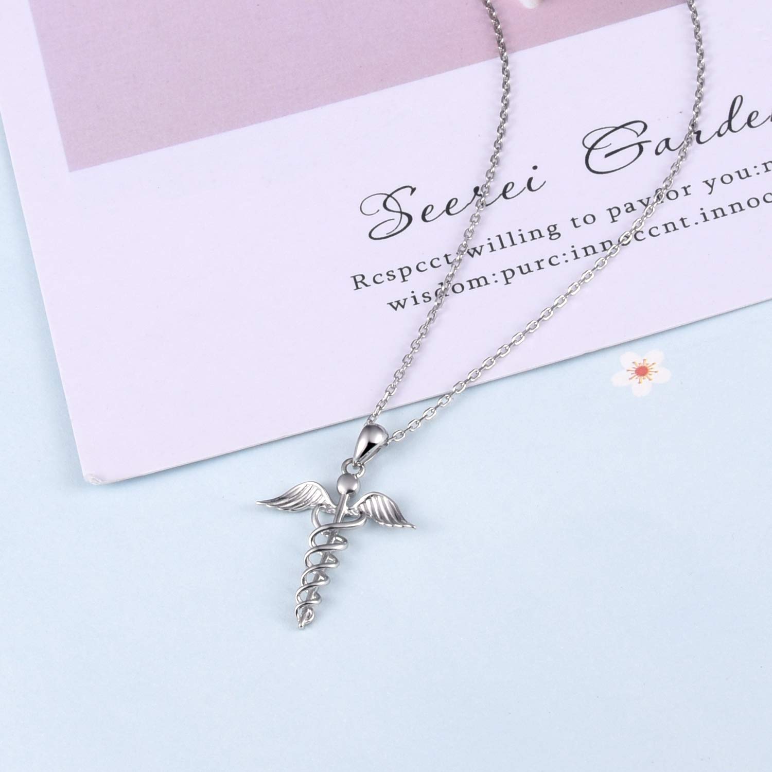 925 Sterling Silver Caduceus Pendant Necklace for Nurses & Doctors - Medical Jewelry Gift for Graduation, Appreciation or Everyday Wear