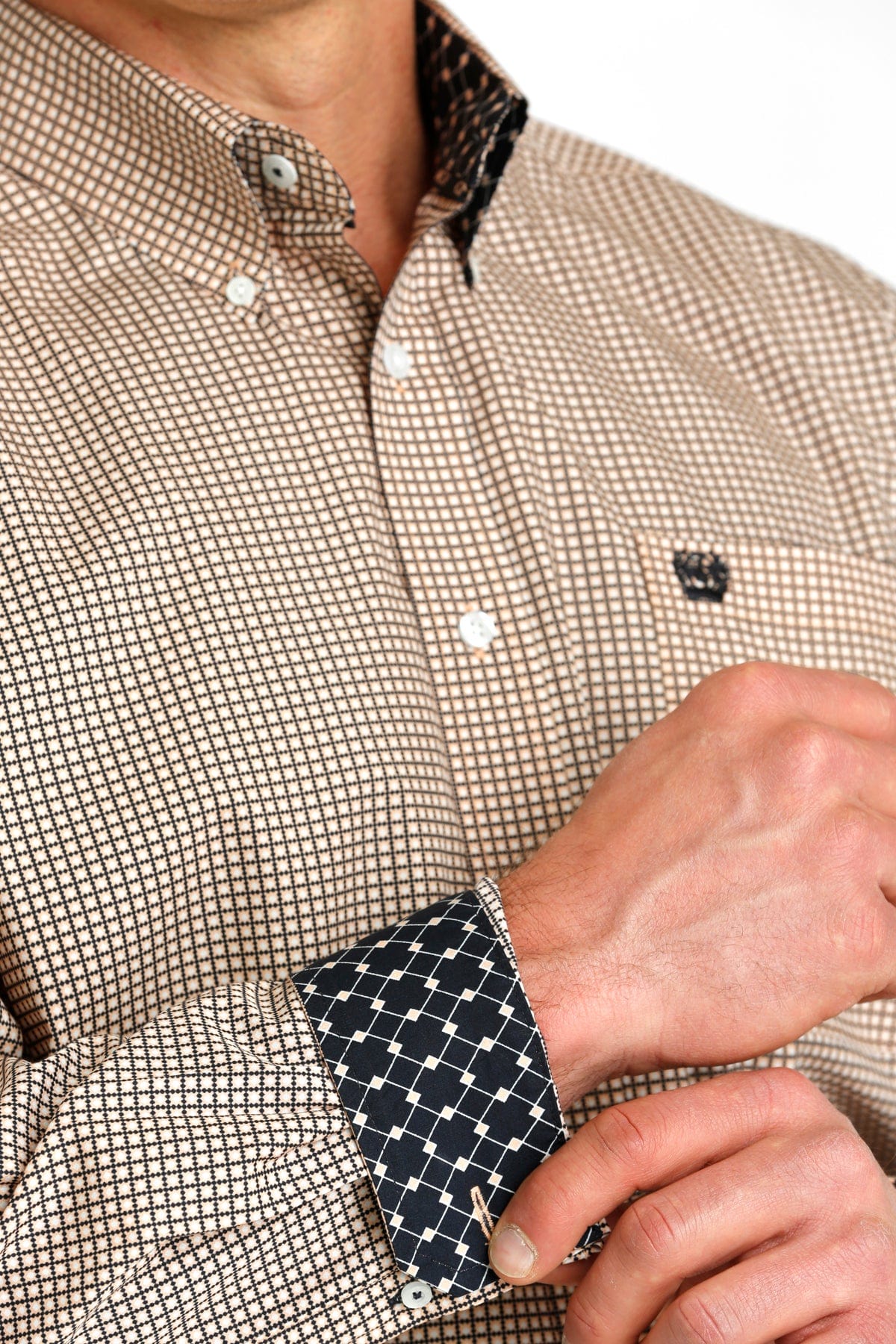 Men's Cinch Long Sleeve Coral & Brown Flannel Shirt - Comfortable Western Style for Ranch Work, Outdoor Adventures & Casual Wear