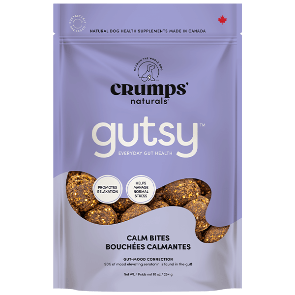 Crump's Naturals Gutsy Calm Bites for Dogs – Natural Stress & Anxiety Relief Chews – Special Order Item – Perfect for Travel, Vet Visits & Thunderstorms