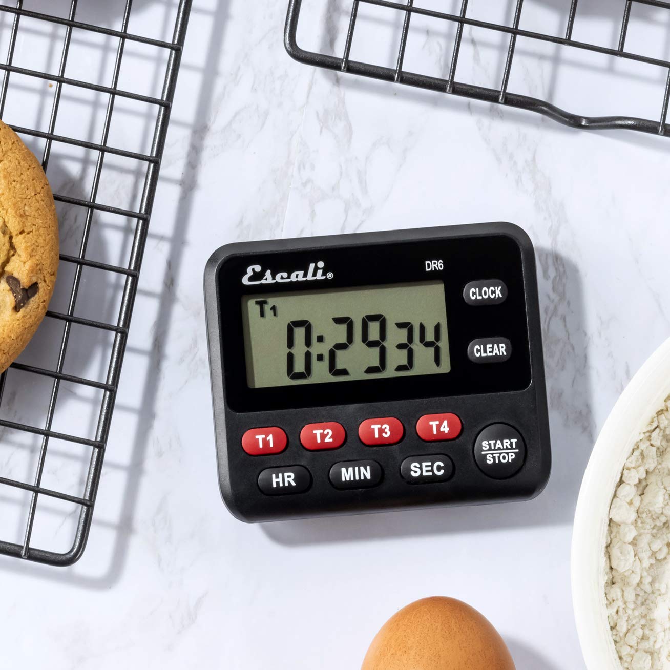 Escali Multi-Function Digital Kitchen Timer with Clock, Magnetic Back & Overtime Counter - Perfect for Cooking, Baking, Fitness & Classroom Activities