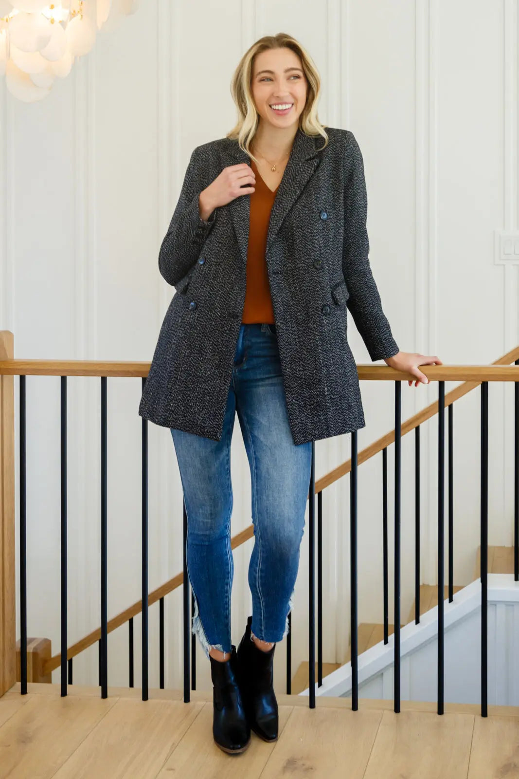 Stylish Black Button Down Blazer Jacket for Women | Office Wear & Business Casual Outfits | Perfect for Work, Meetings & Professional Events