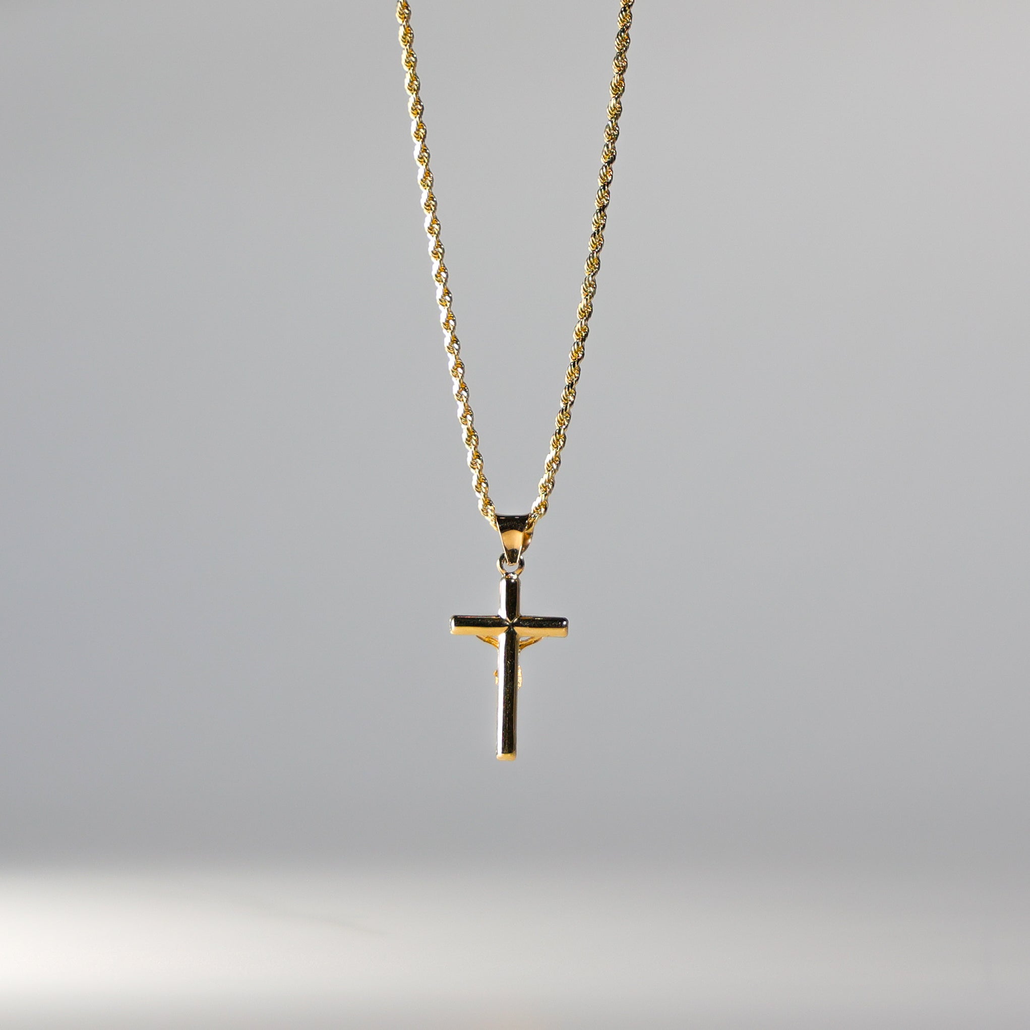 14K Gold Small Tube Cross Pendant - Religious Jewelry for Men & Women - Perfect for Baptism, First Communion & Everyday Wear