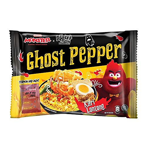 Spicy Mamee Monster Daebak Ghost Pepper Instant Noodles - Kari Lontong Flavor (8 Pack) | Korean Hot Ramen for Snacking, Late Night Meals & Spicy Food Challenges