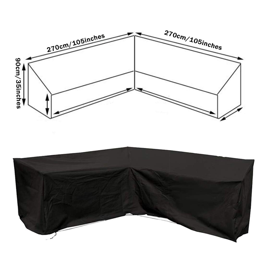 **Waterproof V-Shaped Sectional Sofa Cover 105x105 Inches - Dustproof Outdoor Indoor Patio Furniture Protector for Veranda, Garden, Backyard & Balcony Use**