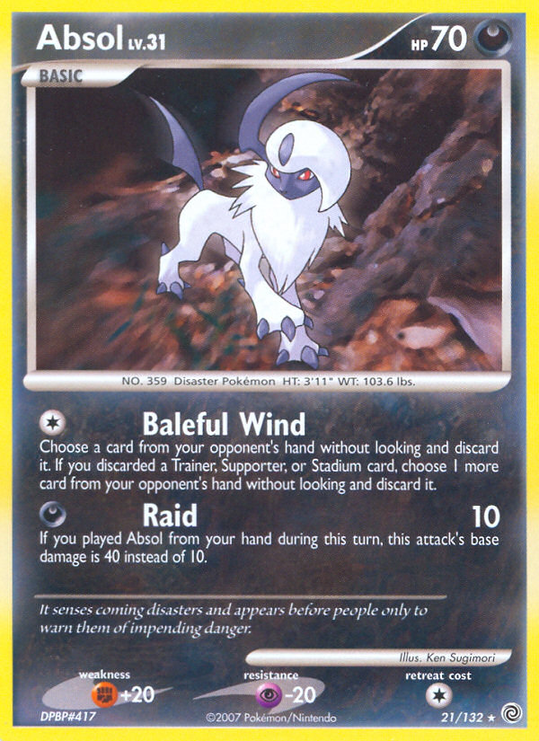 Absol (21/132) Pokemon Diamond & Pearl Secret Wonders Trading Card - Collectible & Rare for Battles & Tournaments