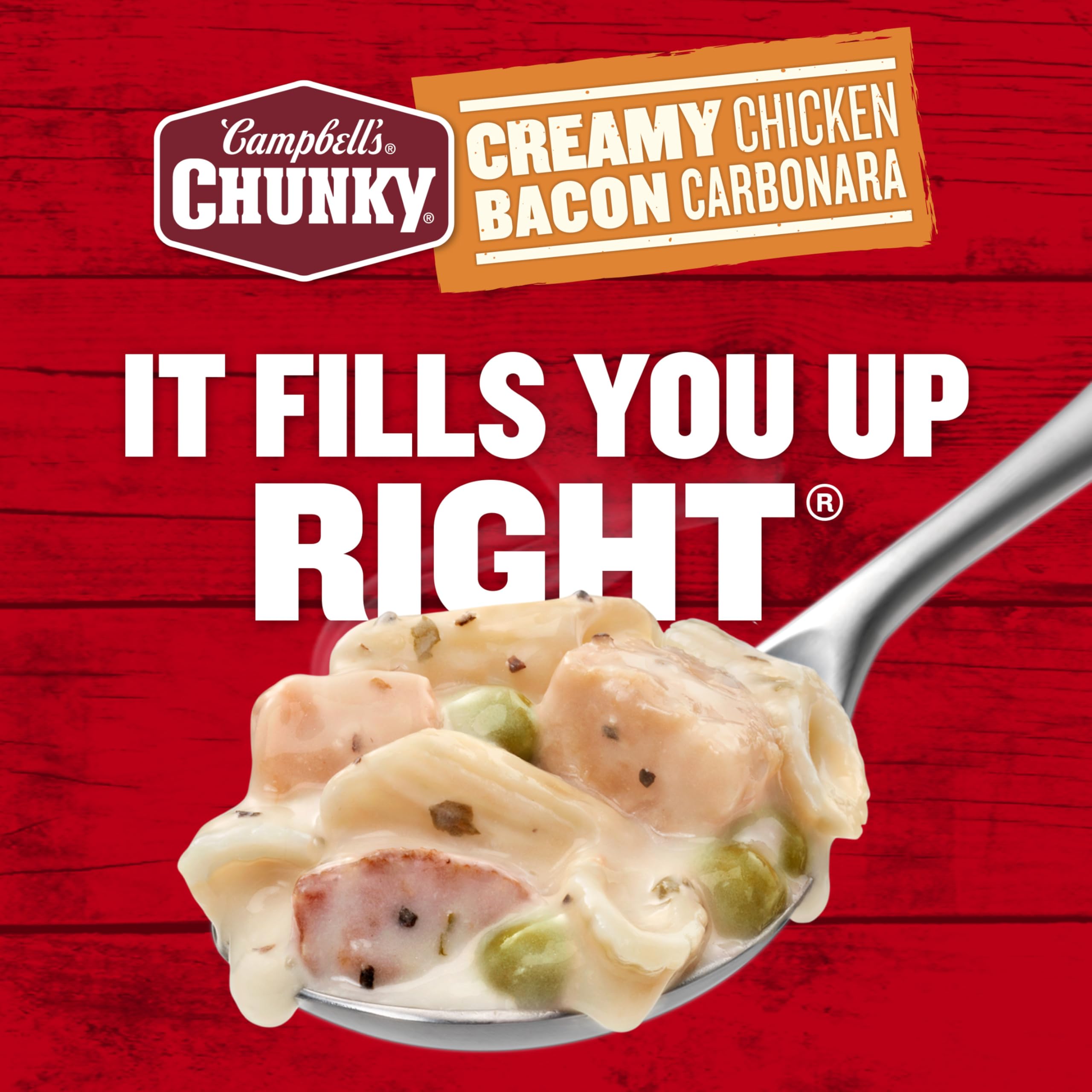 Campbell's Chunky Creamy Chicken Bacon Carbonara Soup - 18.8 oz Cans (12 Pack) | Hearty Comfort Food for Quick Lunches, Camping Meals & Emergency Pantry Stock