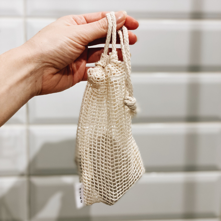 Organic Cotton Soap Bag for Body Wash & Exfoliating - Natural Eco-Friendly Mesh Pouch for Shower, Travel & Sustainable Bath Accessories