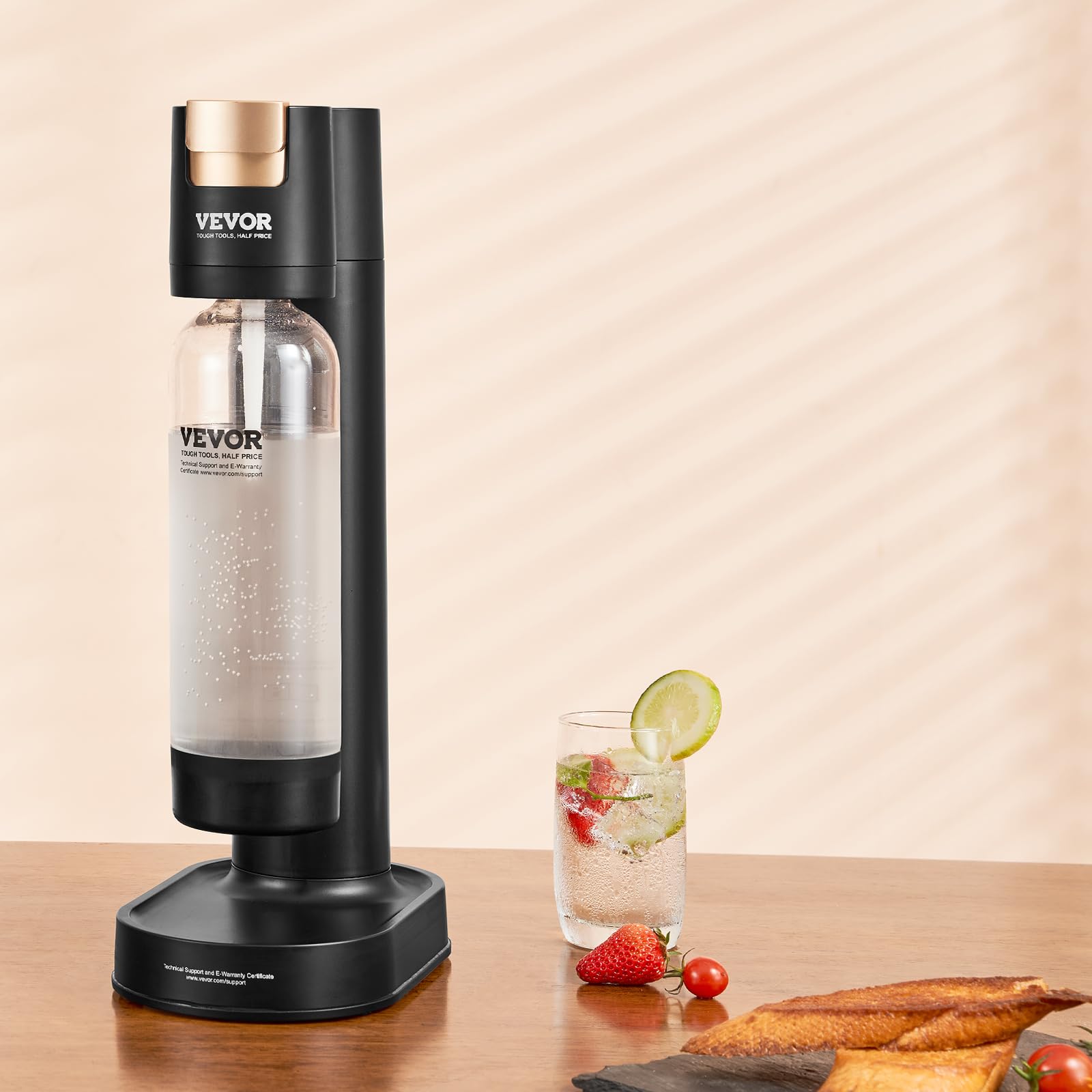 VEVOR Sparkling Water Maker - Home Soda Machine with BPA-Free 1L PET Bottle, Compatible with 60L CO2 Cylinders (Not Included) | Make Carbonated Water, Seltzer & Sparkling Drinks at Home | Perfect for Parties, Healthy Hydration & DIY Beverages