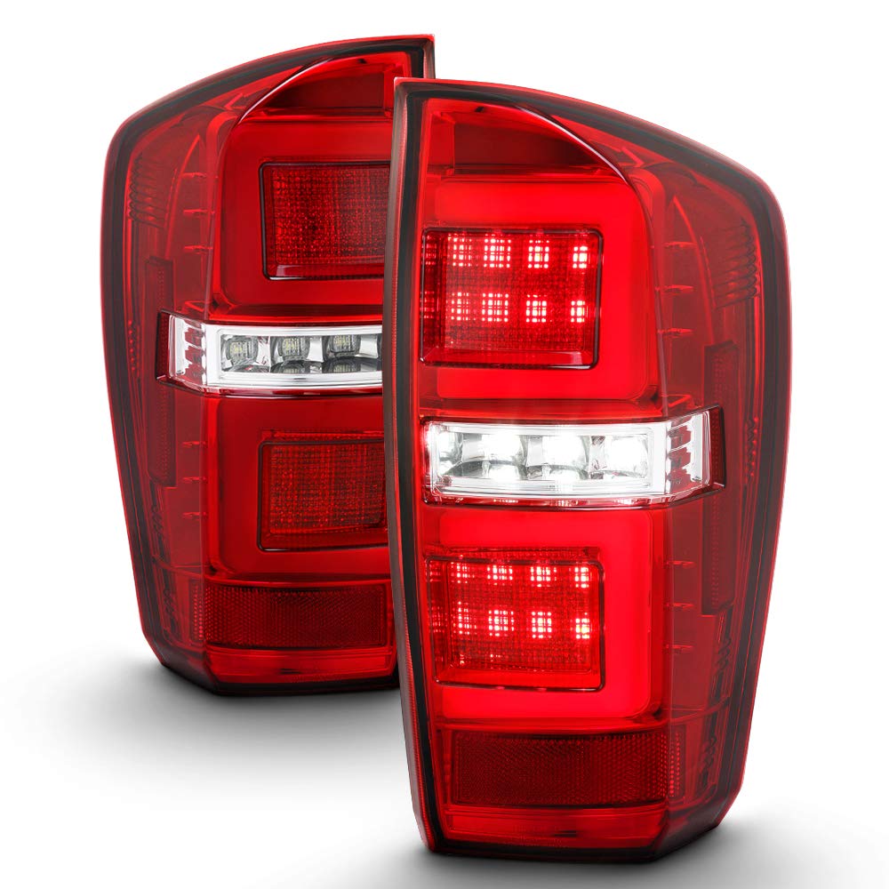 ACANII LED Tail Lights for 2016-2023 Toyota Tacoma - Red & Clear Full LED Tube Brake Lamps Pair (Driver & Passenger Side) | Waterproof & Durable for Off-Roading, Night Driving & Enhanced Visibility