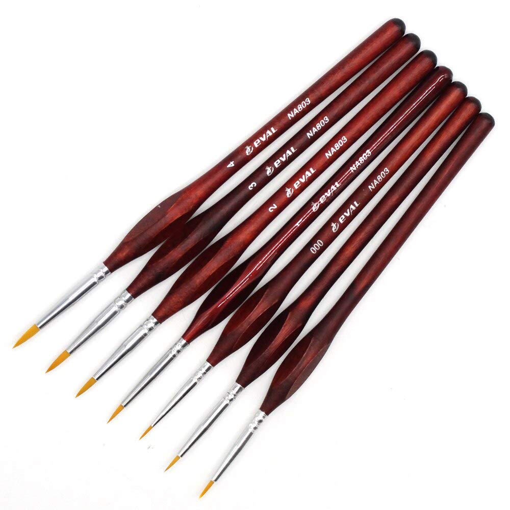 7-Piece Professional Nail Art Brush Set for Miniature Painting, Floral Designs & Liner Details - Gray 000-2 | Perfect for Acrylic Nails, Gel Polish & DIY Nail Art at Home or Salon