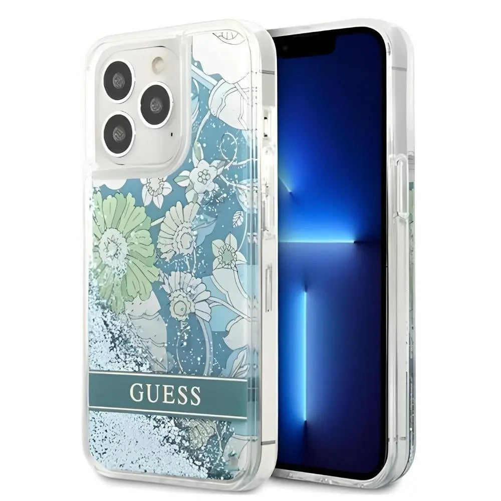 Guess Liquid Glitter Phone Case for iPhone 14 Series - Sparkle & Protect Your Phone for Parties, Nightlife & Everyday Glam