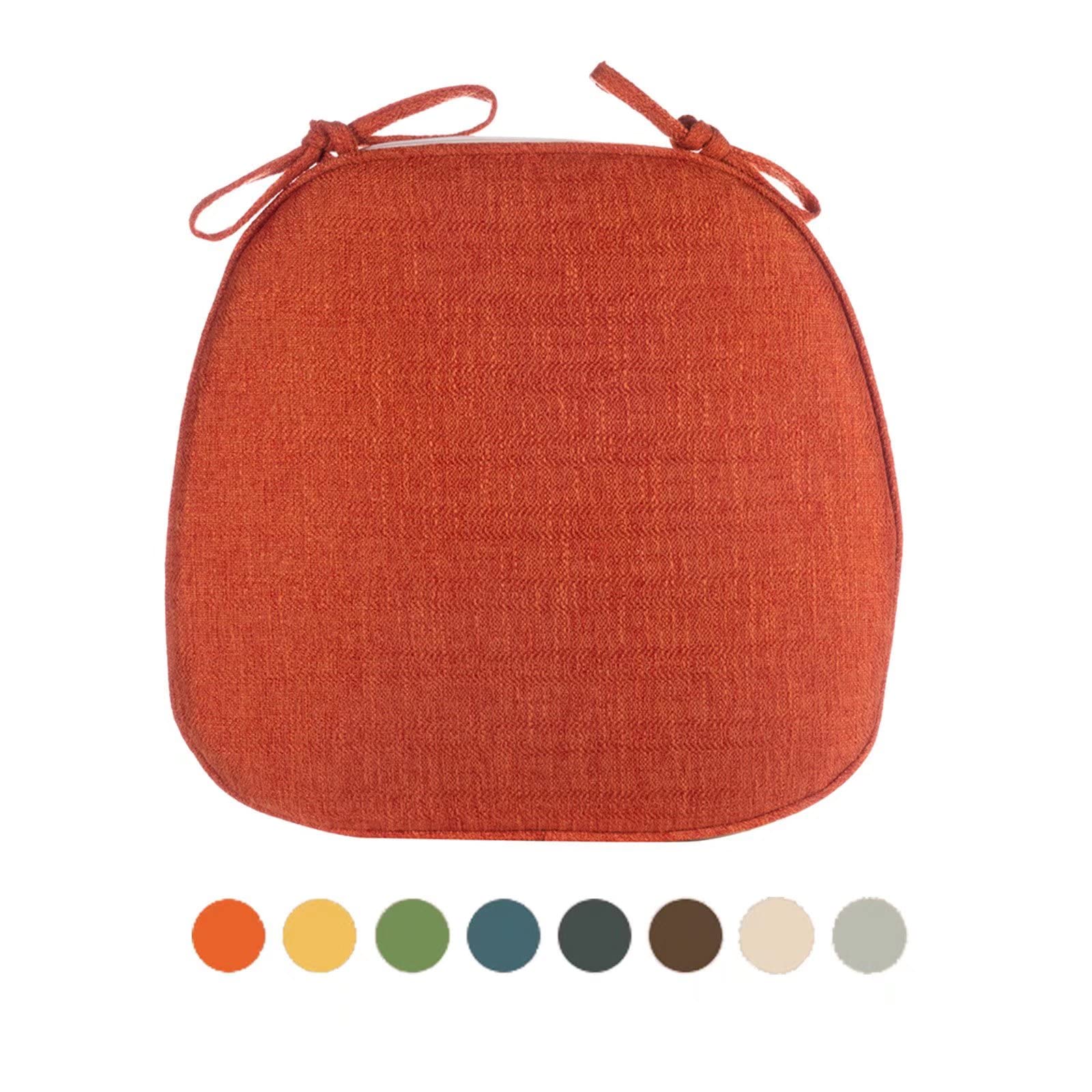 Non-Slip Dining Chair Cushions with Ties - 4 Pack Orange Seat Pads for Kitchen & Dining Room Chairs | Detachable, Washable & Anti-Skid Cushions for Home, Restaurant & Office Use