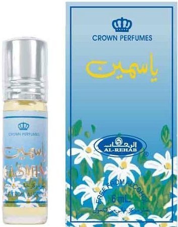 Al-Rehab Jasmin Roll-On Perfume Oil - 6ml (0.2oz) x 6 Pack | Long-Lasting Floral Scent for Women | Perfect for Daily Wear, Office & Special Occasions