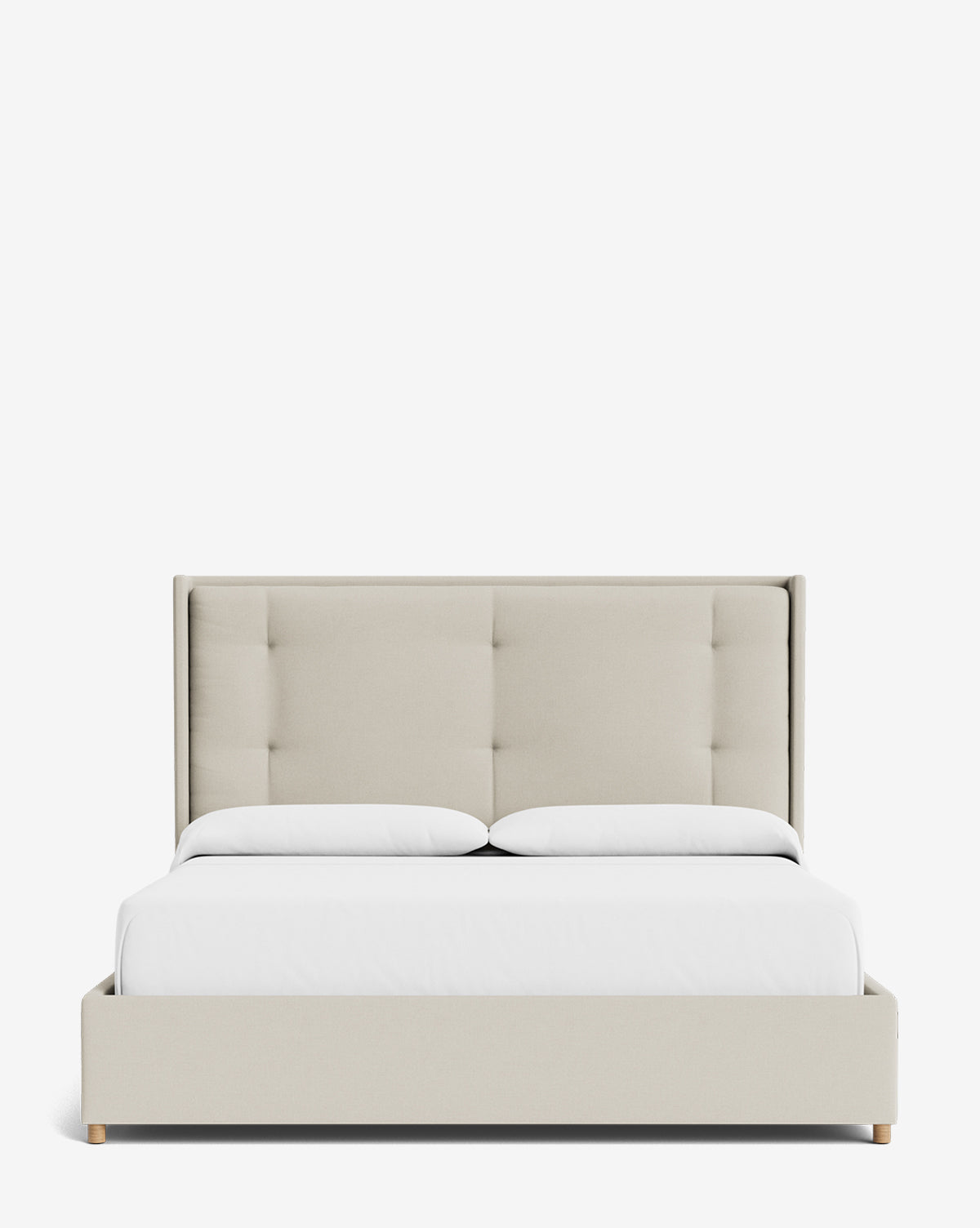 Luxury Ria Upholstered Bed Frame - Queen Size Platform Bed with Soft Fabric Headboard - Modern Bedroom Furniture for Master & Guest Rooms
